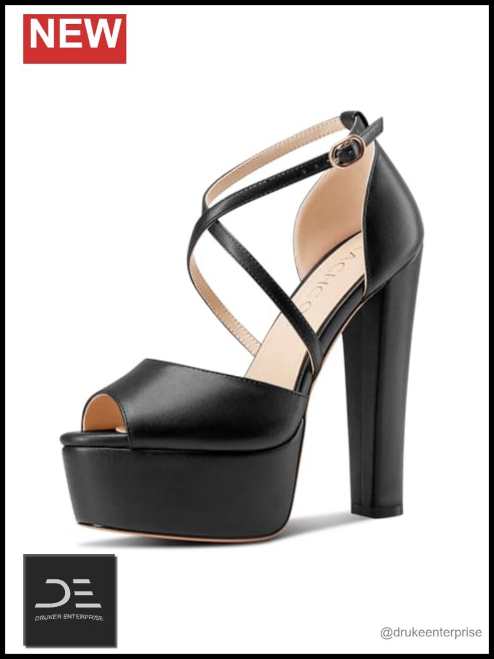 Women's 5.9" Platform Chunky Block Heel Sandals Cross-Strap Peep Toe Wedding